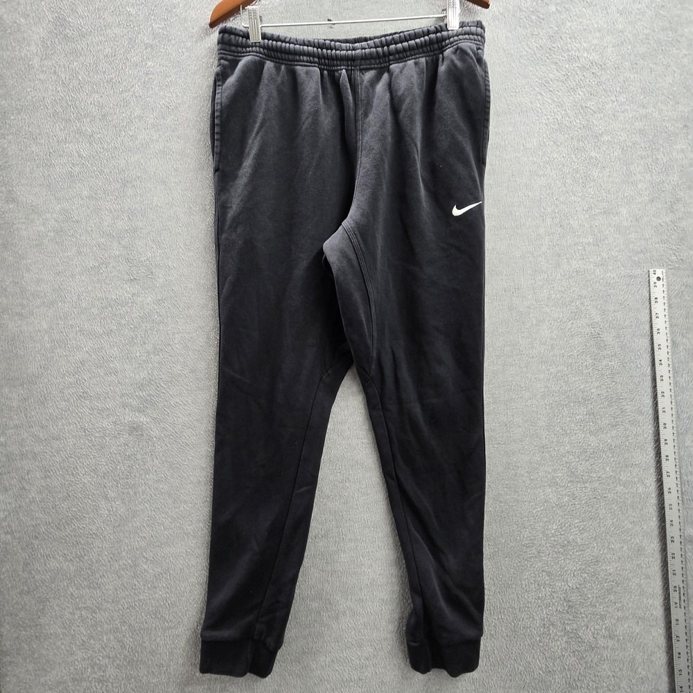 Nike‎ Men Activewear Pants L Black Embroidered Club Fleece Jogger Zipper Logo